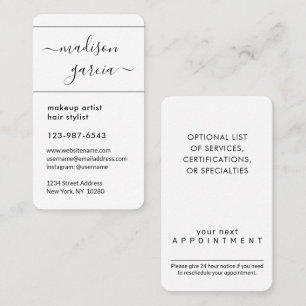 Carte De Rendez-vous Simple Script noir et blanc moderne Vertical