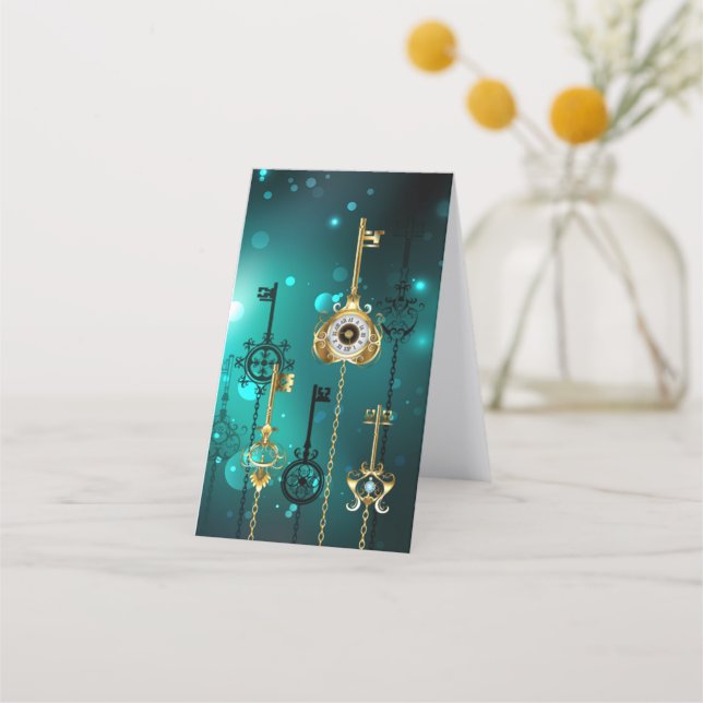 Carte De Rendez-vous Skeleton Keys on Green Background (Dos)
