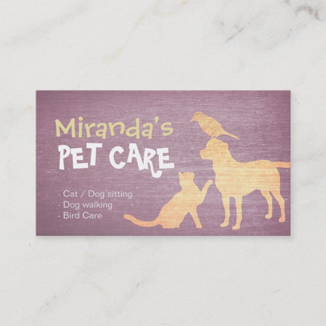 Carte De Rendez-vous Soins aux animaux de compagnie Purple & Gold Chien (Devant)