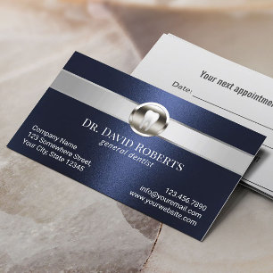Carte De Rendez-vous Soins dentaires Dentist Silver Bleu Marine