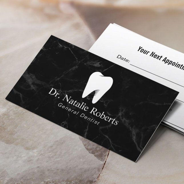 Carte De Rendez-vous Soins dentaires Logo dentaire Marbre foncé Dentist (Créateur téléchargé)