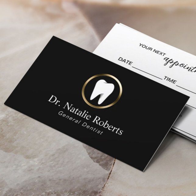 Carte De Rendez-vous Soins dentaires Logo dentaire Plain Noir Dentiste (Créateur téléchargé)