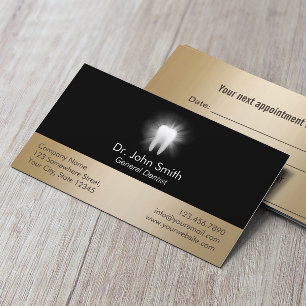 Carte De Rendez-vous Soins dentaires Noir & Or Dents Glowoth Rendez vou