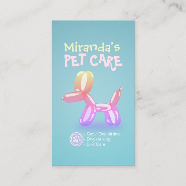 Carte De Rendez-vous Soins pour animaux de compagnie Gros assis Baignad (Devant)