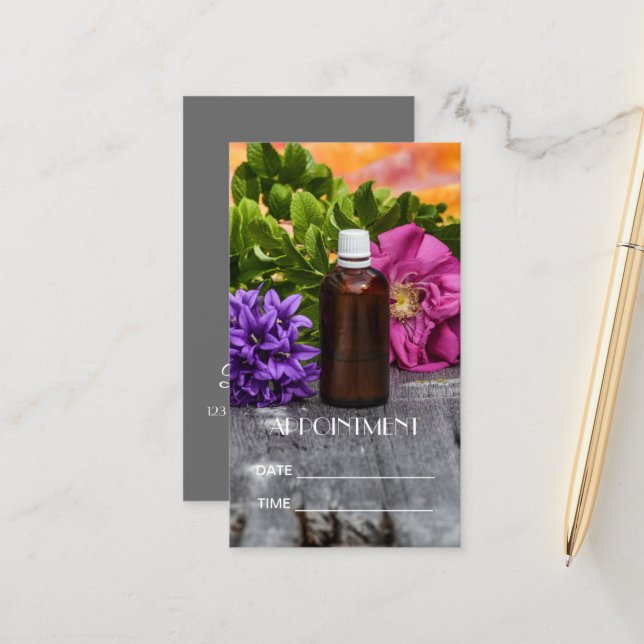 Carte De Rendez-vous SPA Essential Huile Massage Aromathérapie Rendez-v (Devant/Arrière en situation)