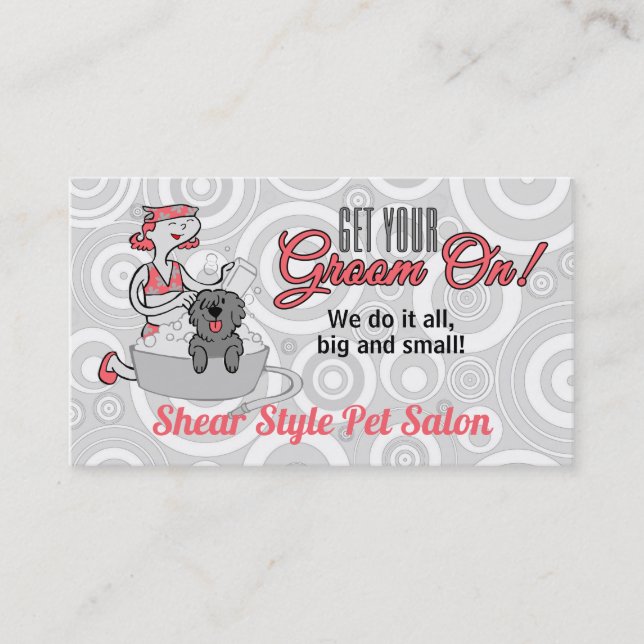 Carte De Rendez-vous Spa Rose Doggie Groom On Pet Grossing (Devant)