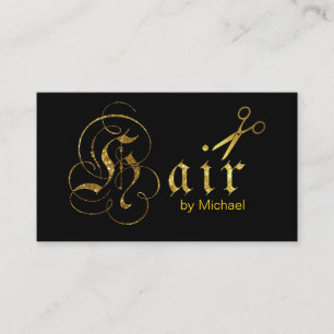 Carte De Rendez-vous Styliste de cheveux Ciseaux d'or Script Rendez-vou