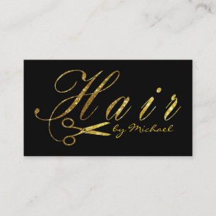 Carte De Rendez-vous Styliste de cheveux Ciseaux d'or Script Rendez-vou