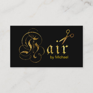 Carte De Rendez-vous Styliste de cheveux Ciseaux d'or Script Rendez-vou