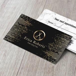 Carte De Rendez-vous Styliste de cheveux Modern Black & Gold Rendez-vou