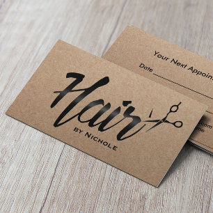 Carte De Rendez-vous Styliste de cheveux Typographie Rustique Kraft Nom