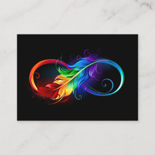 Carte De Rendez-vous Symbole d'infini avec plume arc-en-ciel