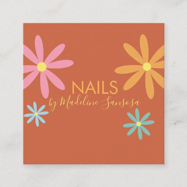 Carte De Rendez-vous Technicien à ongles floraux Super (Devant)