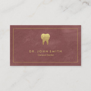 Carte De Rendez-vous Toile rouge Cadre doré & dent - Dentiste