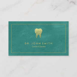 Carte De Rendez-vous Toile Turquoise Dentiste Cadre doré & dent