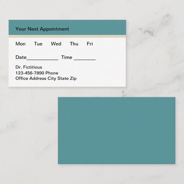 Carte De Rendez-vous Trendy Simple Medica Appointment Business Cards (Devant / Derrière)