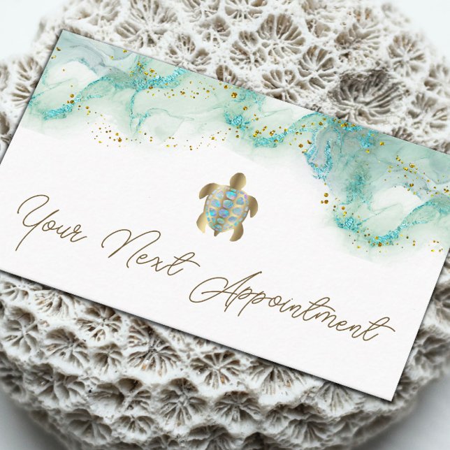 Carte de rendez-vous turquoise de la tortue de mer (Créateur téléchargé)