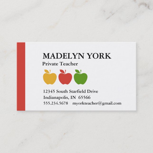 Carte De Rendez-vous Tuteur d'enseignant privé (Devant)