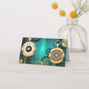 Carte De Rendez-vous Veille bijoux Steampunk sur un Arrière - plan vert