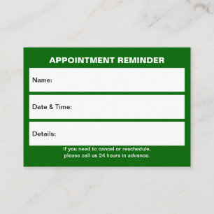 Carte de rendez-vous verte d'affaires