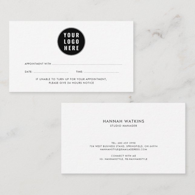 Carte De Rendez-vous Votre Logo Simple Entreprise Vet Services (Devant / Derrière)