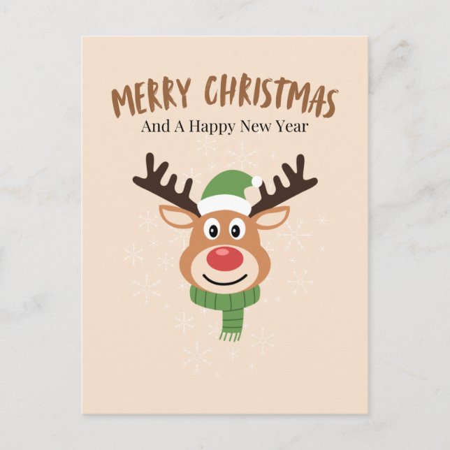 Carte de rennes de Noël joyeux (Devant)