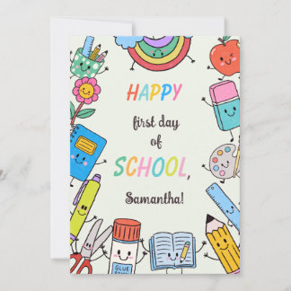 Carte de rentrée scolaire personnalisée et mignonn