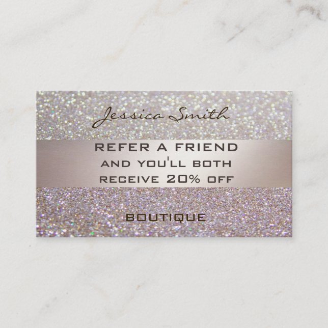 Carte de renvoi glamour faux chic glittery (Devant)