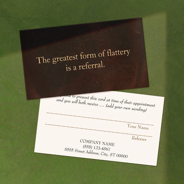 Carte de renvoi Professionnel Entrepreneur Cuir (Créateur téléchargé)