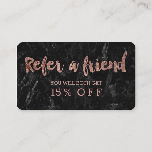 Carte de renvoi rose or typographie marbre noir (Devant)