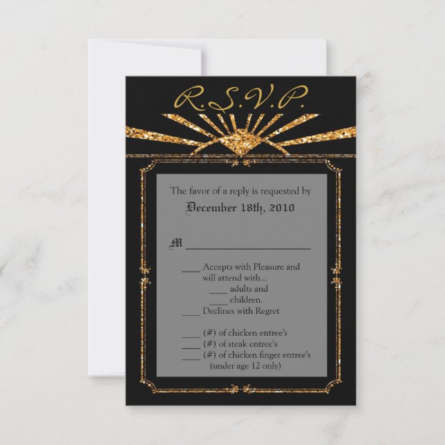 Carte de réponse 3,5x5 Art déco Gatsby les années  (Devant)