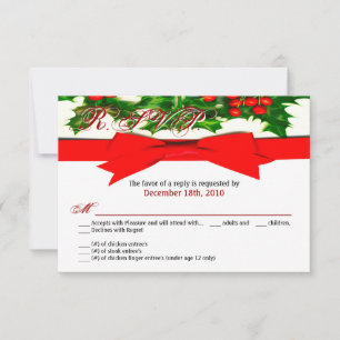 Carte de réponse 3,5x5 Baughs Holly Berry Noël