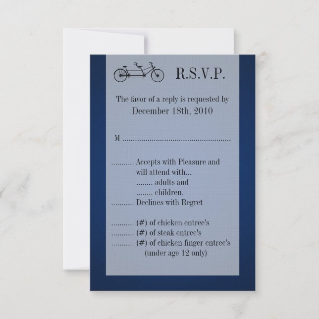 Carte de réponse 3,5x5 Navy double vélo (Devant)