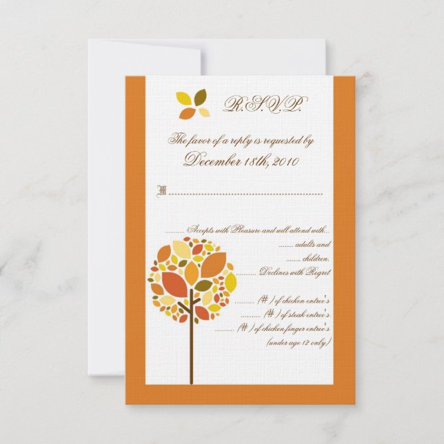 Carte de réponse 3,5x5 R.S.V.P. Arbre d'automne mo (Devant)
