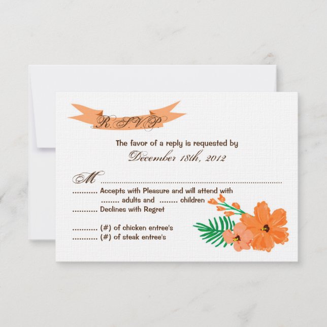 Carte de réponse 3 x 5 R.S.V.P. (Devant)