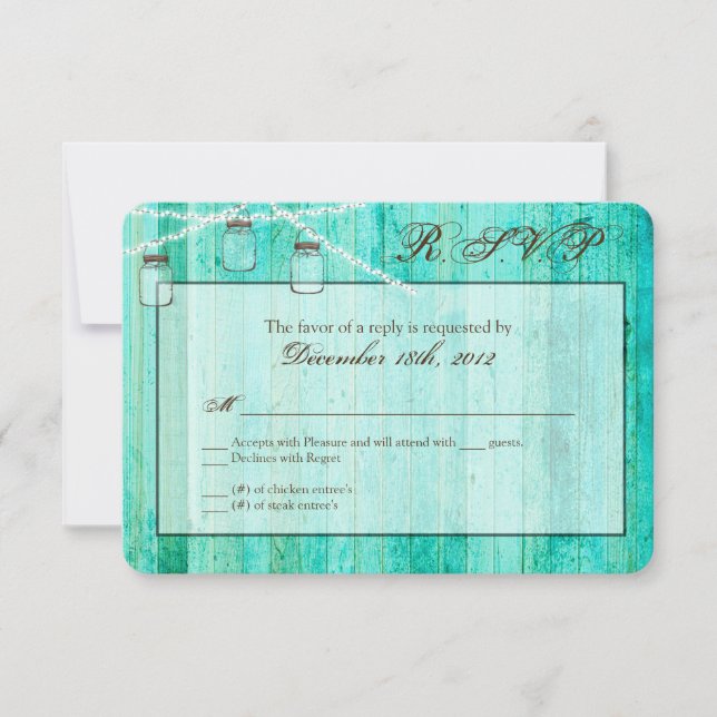 Carte de réponse 3x5 R.S.V.P. Mason Jar (Devant)