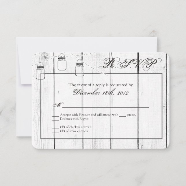 Carte de réponse 3x5 R.S.V.P. Mason Jar (Devant)