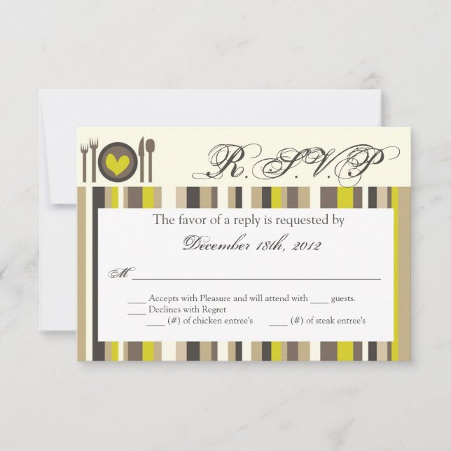 Carte de réponse 3x5 R.S.V.P. Plaque Chine Silverw (Devant)