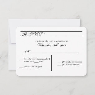 Carte de réponse 3x5 R.S.V.P. Typographie moderne 