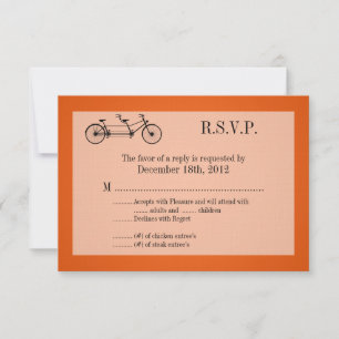 Carte de réponse 3x5 R.S.V.P. Vélo double orange
