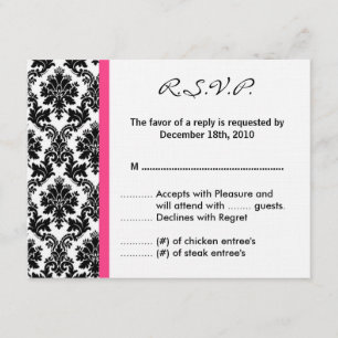 Carte de réponse 4x5 R.S.V.P. - Noir Damask Hot Pi