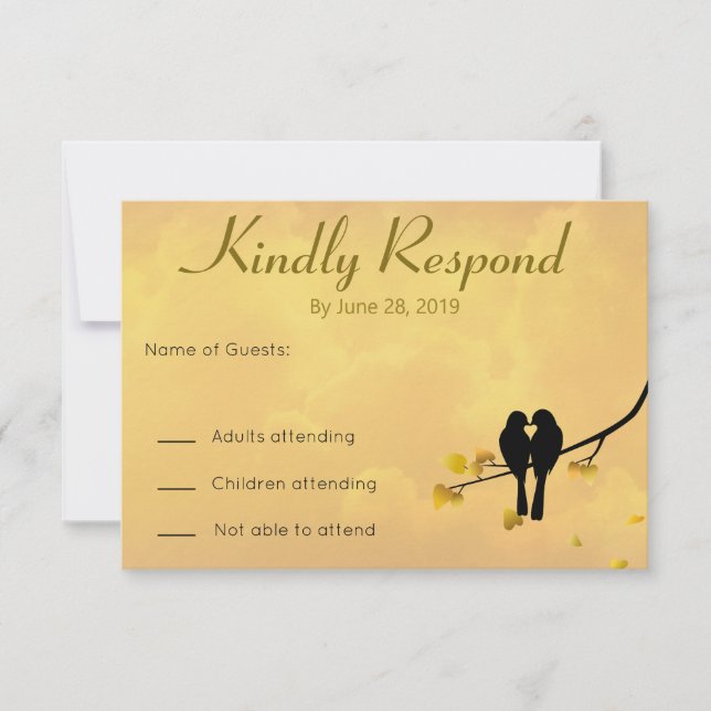 Carte de réponse 50e anniversaire Love Birds (Devant)