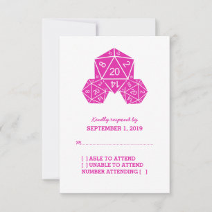 Carte de réponse à dés D20 rose