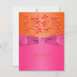 CARTE DE RÉPONSE À LA FLEUR D'ORE, RIBBON Rose IMP