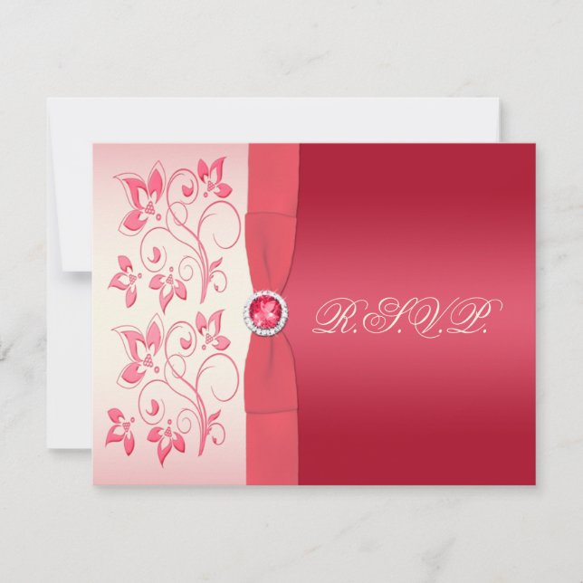 Carte de réponse à la florale de pastèque rose et  (Devant)