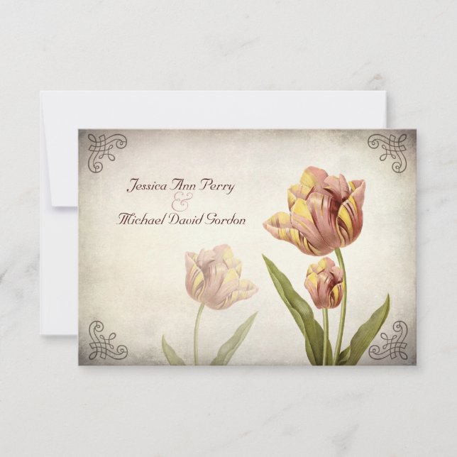 Carte de réponse à la tulipe de perroquet rose (Devant)