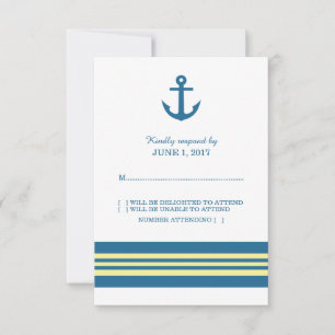 Carte de réponse à l'Ancre marine jaune bleu