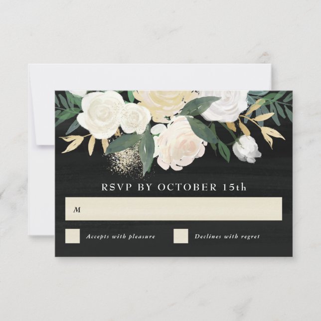 Carte de réponse à l'aquarelle florale + accent do (Devant)