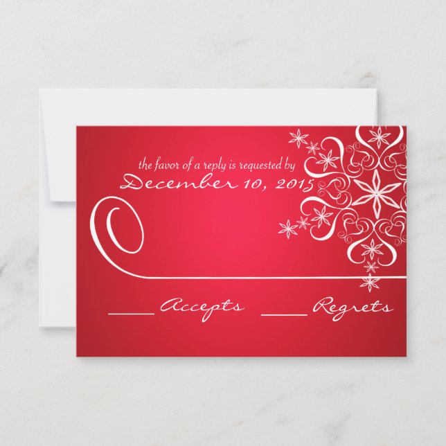 Carte de réponse à l'élégance Red 2 Snowflake (Devant)
