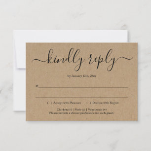 Carte de réponse à l'invitation - Kraft rustique